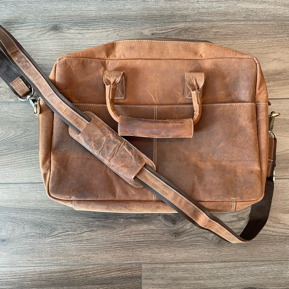 Faux-Leather Briefcase